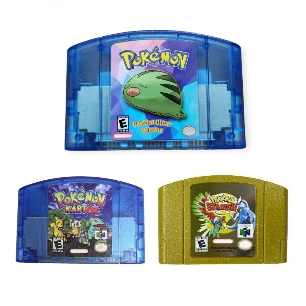 

N64 Game Console Cassette, US Version, Pokemon Crystal/1 /2/Stadium/Racing Series 64-bit English Game Console Game Cassette