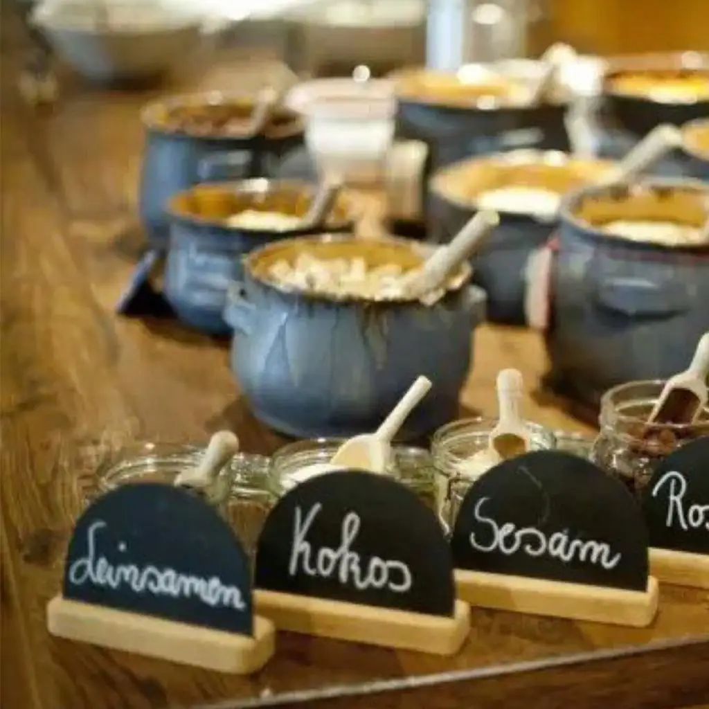 4Pcs Mini Tabletop Chalkboard Signs with Removable Stands, Rustic&Vintage Style, 3.9x2.8in