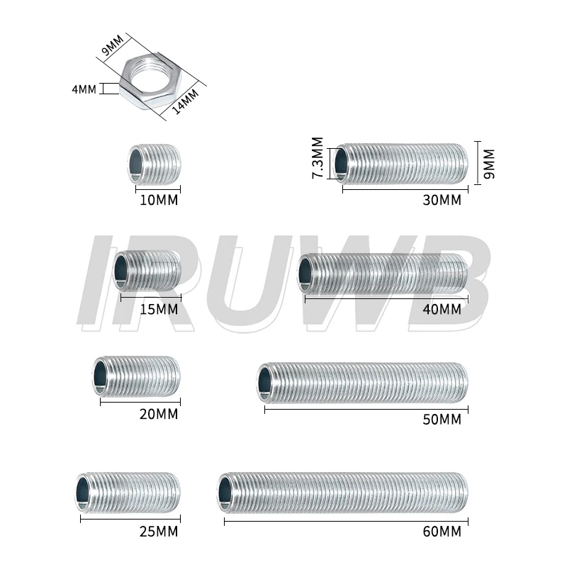10pcs M10 Hollow Tooth Tube Internal Thread Hollow Screw Nut Lamp Cap Chandelier Connect Rod Fixed Base Lighting Accessories