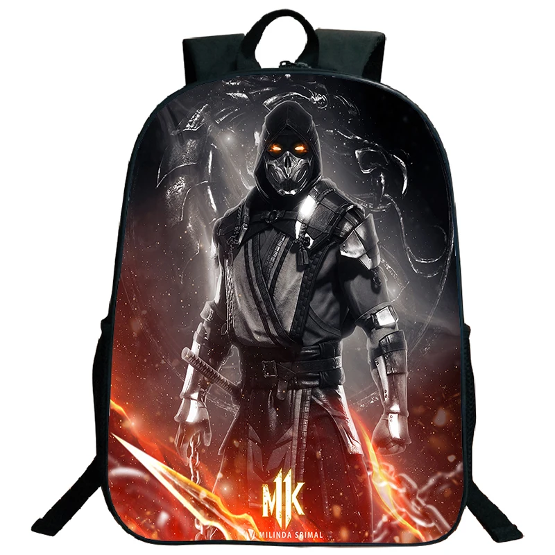 

16-дюймовый школьный рюкзак Mochila Mortal Kombat, школьный рюкзак на молнии для подростков, школьный рюкзак для мальчиков и девочек с 3D рисунком