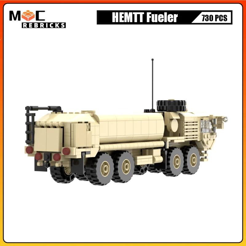 WW2 Military HEMTT A4 Fuel Servicing Truck Tanker Building Block Assembly Model Heavy Tactical Vehicle Bricks Toys Kid XMAS Gift