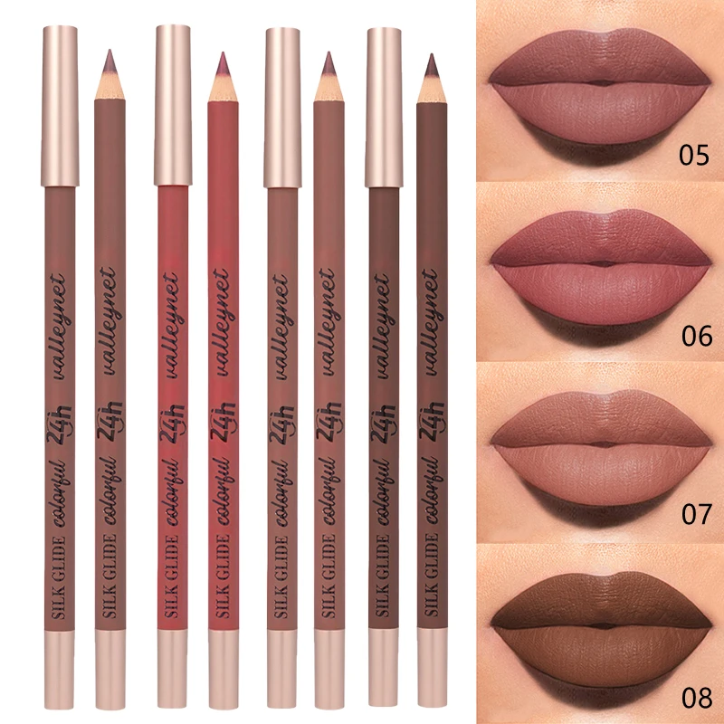 Nude Matte Lip Liner Makeup Set - Long-Lasting Natural Matte Waterproof Effect, Long-Lasting Easy-To-Color Non-Smudge Lip Liner,