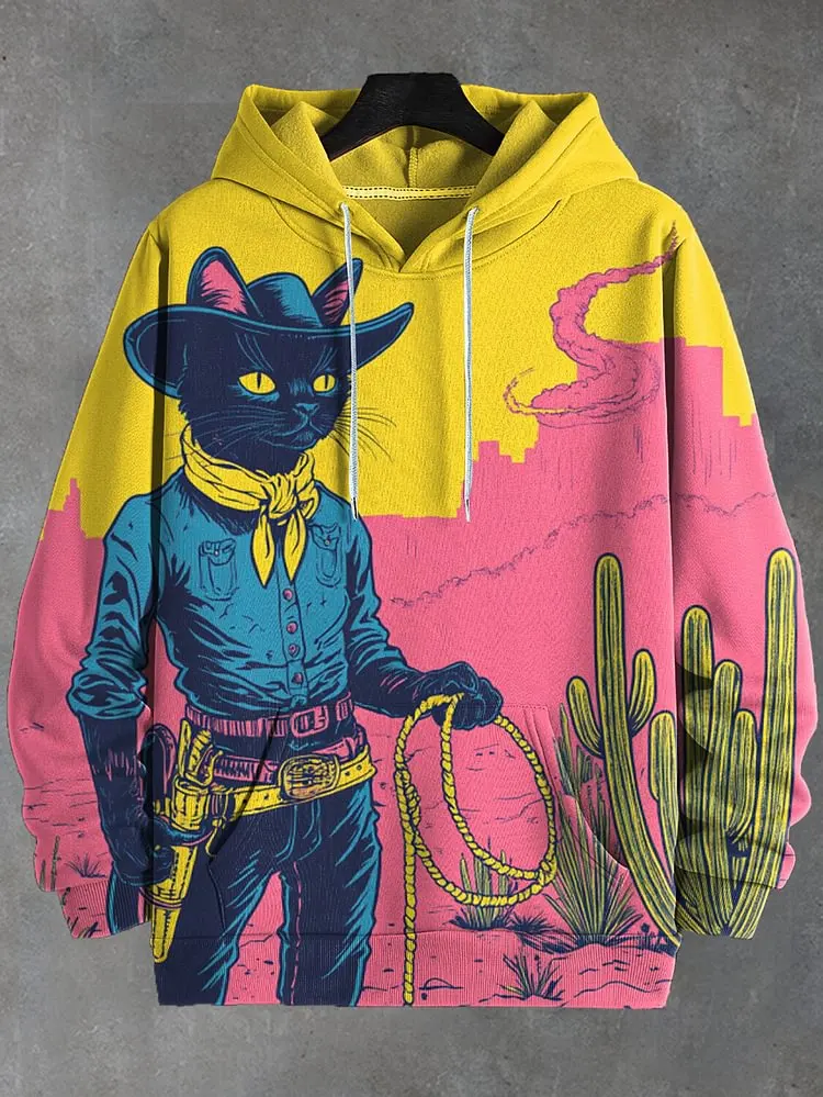 2025 メンズパーカーおかしいレインボーハッピー黒猫グラフィティアート 3D プリントスウェット男性女性トラックスーツ特大カジュアル Y2k コート