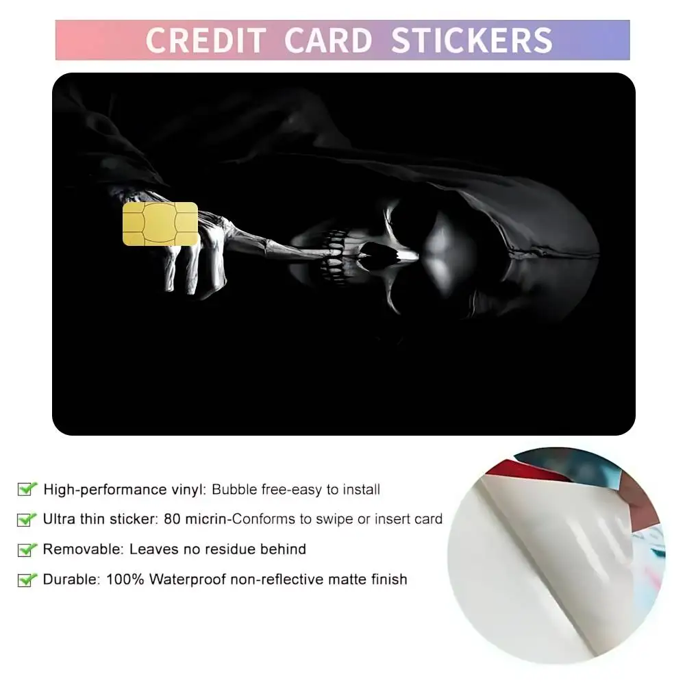 Grim Reaper Skull Fun Card Skin Stickers Matte Suitable For VISA Card Bus And Subway Contactless IC Cards