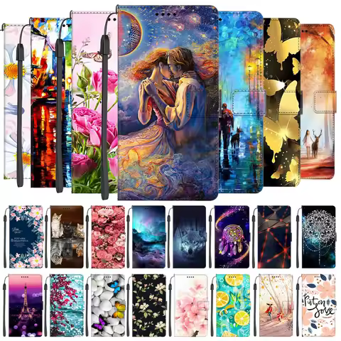 Leather Cases For Xiaomi Poco X3 NFC Luxury Wallet Flip Cover For Poco X3 Pro F3 X 3 GT Magnetic Bags Phone Case Cute Funda Wolf