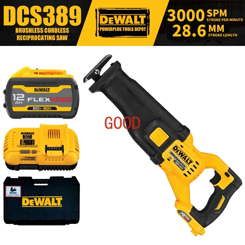 DEWALT DCS389 Kit Brushless Cordless Reciprocating Saw FLEXVOLT® 60V Power Tools 3000SPM With Battery Charger