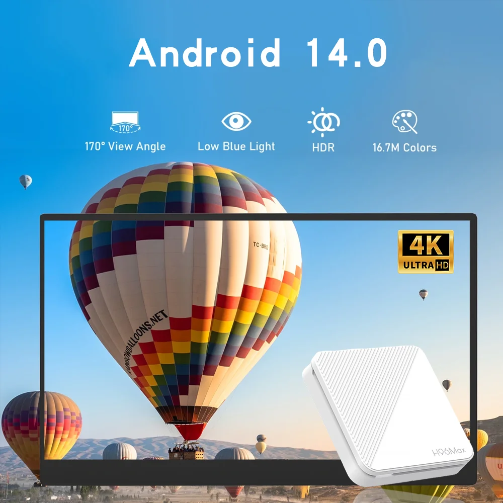 H96 MAX H313 Smart TV Box Android 14 ATV TV Box 4K @ 60fps 100M/LAN Wifi6 BT5.0 Google Voice Assistant Media Player Set Top Box