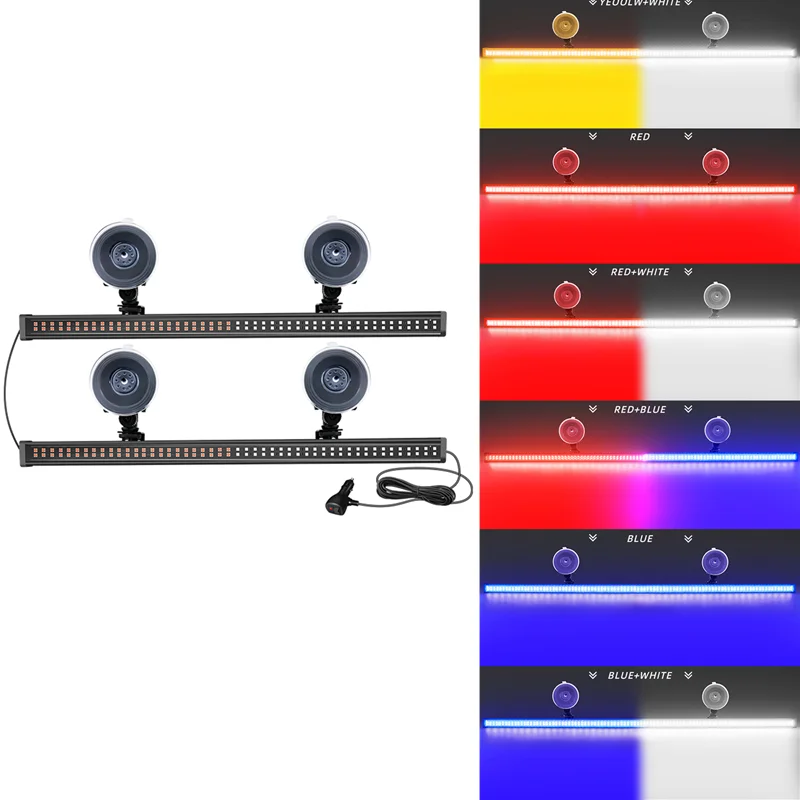 2PCS Car Strobe Lights 96LED Front Windshield Flash Emergency Lamp Bar   for Car Suv Roof Top Strobe Warning Lights Assembly