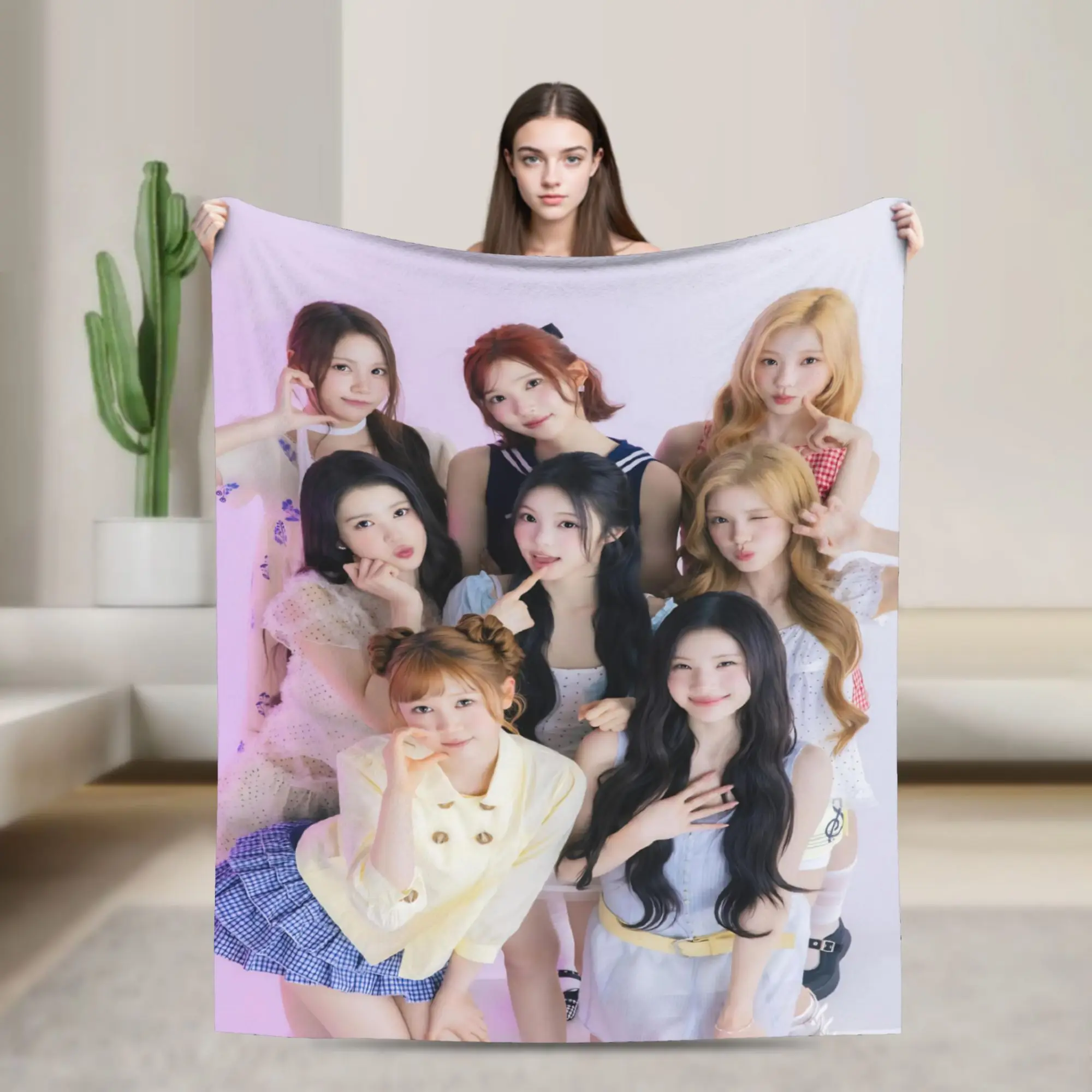 Hearts2Hearts kpop girls group Blanket Flannel  Multifunction Lightweight Thin Throw Blanket for Home Rug Piece