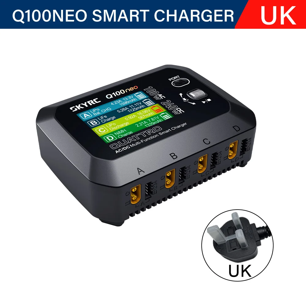 SKYRC Q100neo AC/DC Multi-Function Smart Charger 2.8inch AC 100W DC 240W for LiPo/LiHV/LiFe/Lilon/NiMH/NiCd/Pb Charger