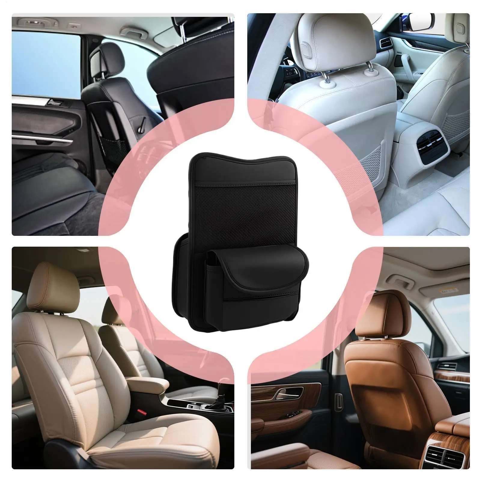 

Between Car Seat Organizer PU Leather Storage Bag With Compartments Between The Seat Storage Bag For Snack Key Cup Purse SUV