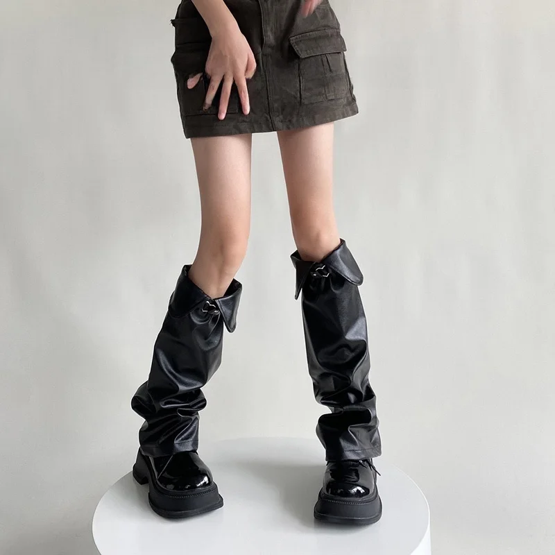 y2k-hot-girl-calf-length-pants-tube-punk-subculture-wide-leg-sock-cover-women's-design-jk-boot-cover-fashion-accessory