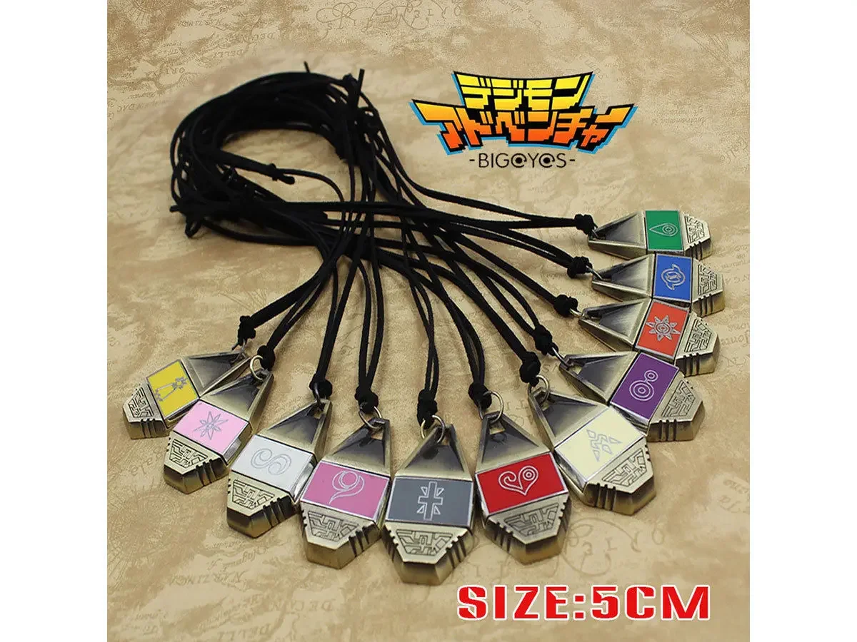 Digimon Adventure Digital Monster Courage/Friendship/Love/Hope Evolution Badge Magnetic Pendant Necklace Rope Collection Gift