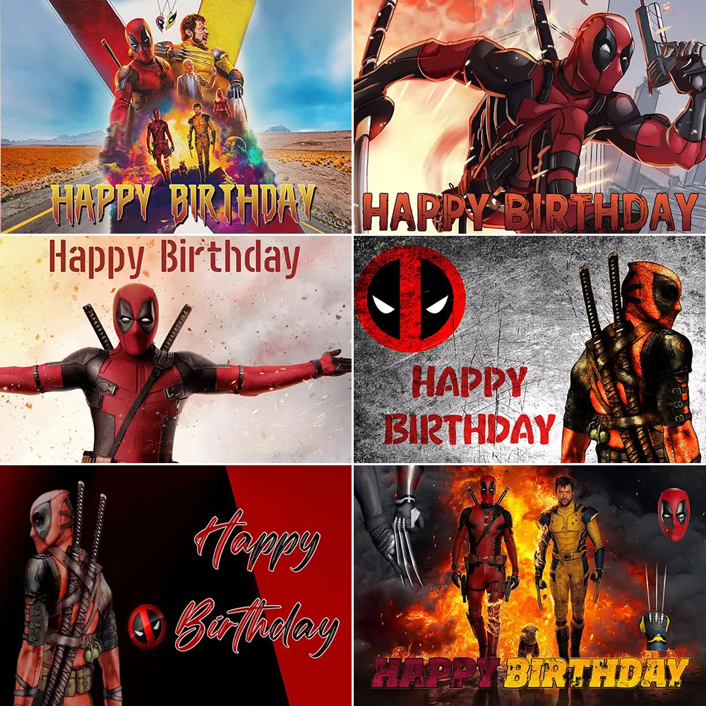 Undead Deadpool Theme Happy Birthday Party Vinyl Background Banner Baby Shower Decoration Photography Prop Supplies Boy Gift