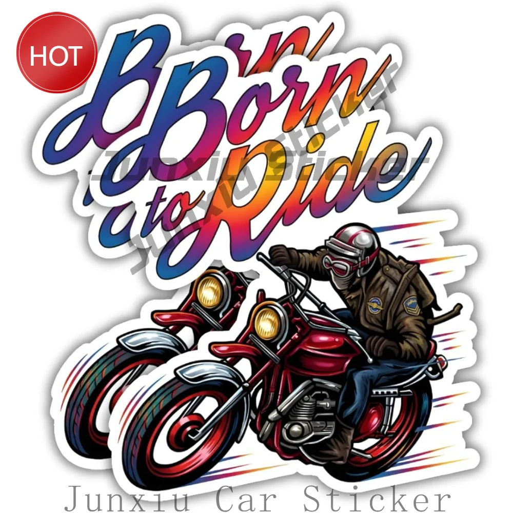 2 Pack Born To Ride Colorful Waterproof PVC Vinyl Sticker For Motorcycle Helmet And Car Graphic Decoration Decal