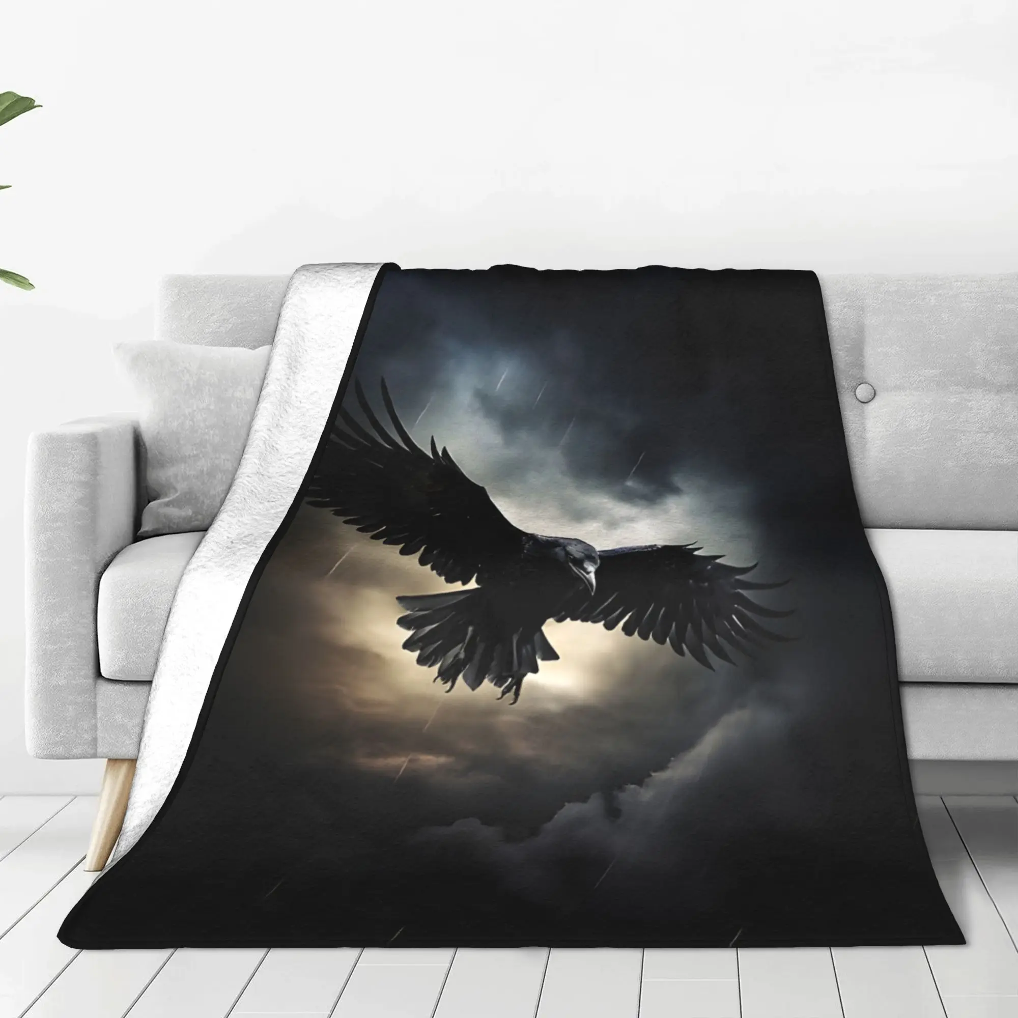 1PC Storm And Crow Trippy Landscape Home Room Decorations Winter Blankets For Adults Bedding Home Interior Sofa Knee