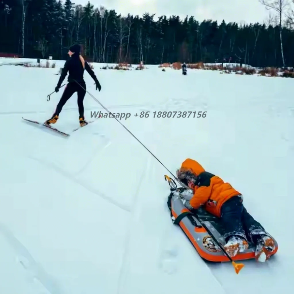 DWF Inflatable Ski Board All-Season Toboggan Sled for Skateboarding, Snow Sledding & Towable Tube Fun