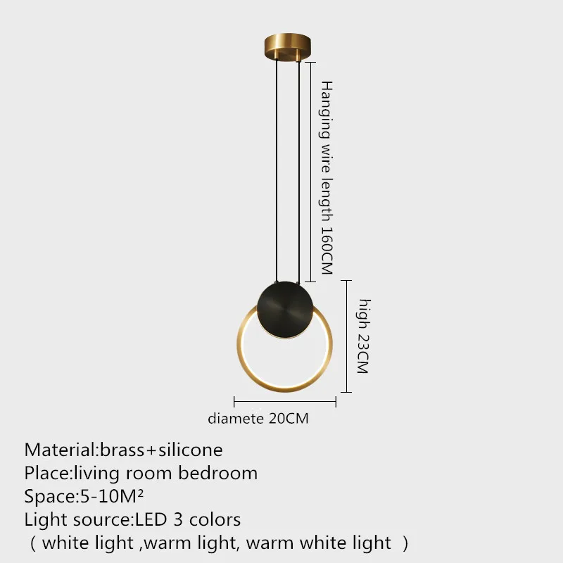 Nowoczesna lampa wisiorek z mosiądzu DEBBY 3 kolory miedzi światła wiszące klasyczny kreatywny wystrój do sypialni na korytarzu
