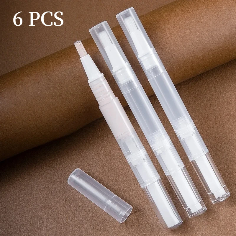 6pcs 3ml/5ml Nail Oil Pencil Empty Cuticle Travel Transparent Twist Pens With Brush Tip For Nail Oil