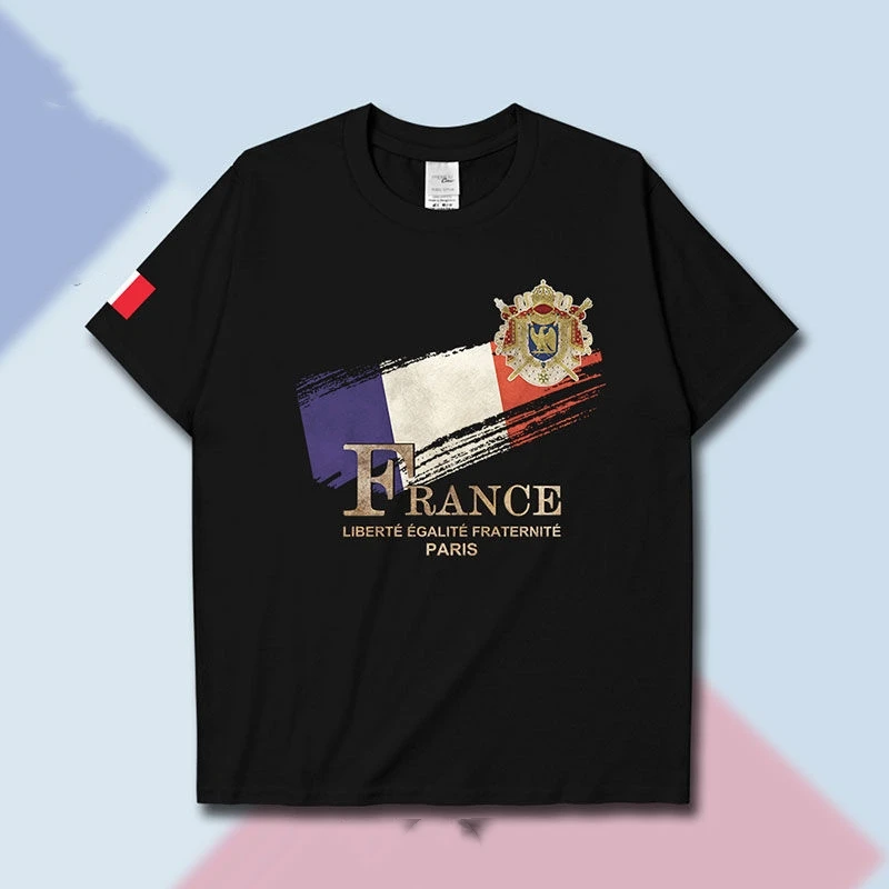 

New Arrival France Paris Flag Logo Short Sleeve T-shirt Men Women Country Vintage Y2K Cotton Summer T-shirt Street Sports Tee