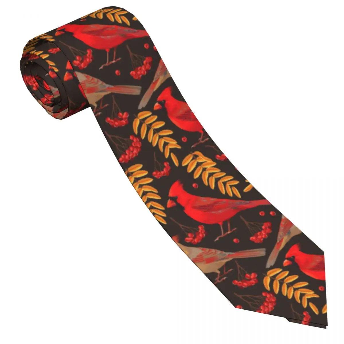 Cardinal Berries And Leaves Tie For Men Women Necktie Tie Clothing Accessories