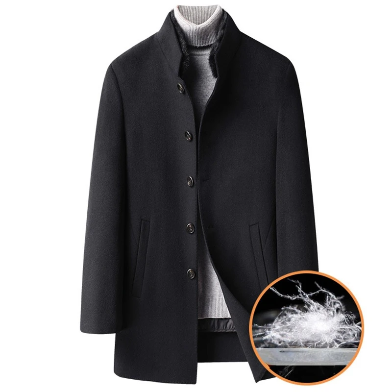 

MRMT 2024 Brand New 100 Wool Mink Collar Detachable Down Liner Double-Sided Woolen Coat Men's Mid-Length Wool Coat Men's Coat