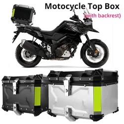 2024 Universal CNC Aluminum Motorcycle Helmet Box with Backrest Top Case Trunk Aluminum Alloy Trunk Rear Storage Tool Cases Lock