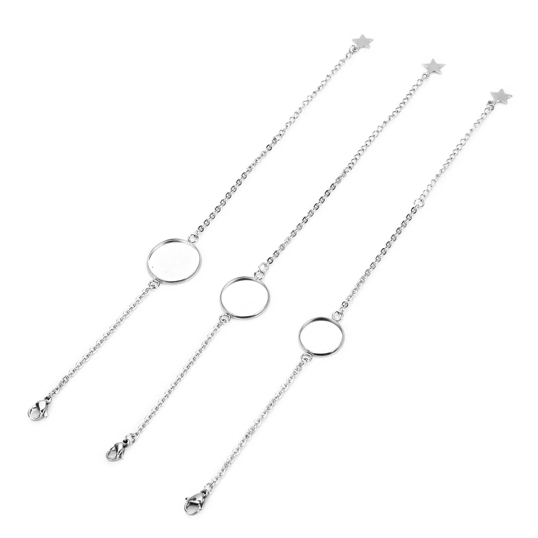 5Pcs/Lot 12mm 14mm 16mm 20mm 304 Stainless Steel Bangle Base Bracelet Blank Findings Tray Bezel Setting Cabochon Cameo