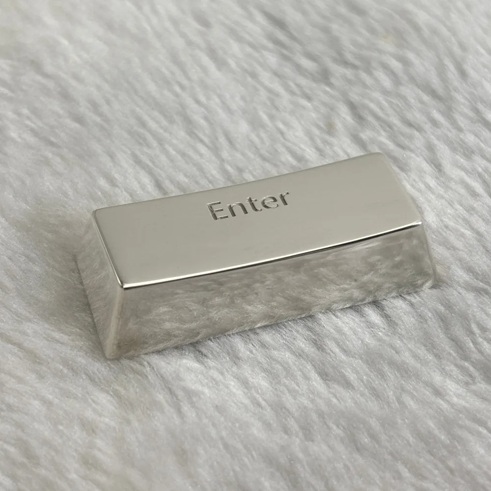 Sterling Silver Keycaps Metal OEM R1/2 Ctrl Enter 925 Gold-Plated Artisan Key Cap for Mechanical Keyboard Game Accessories Gift