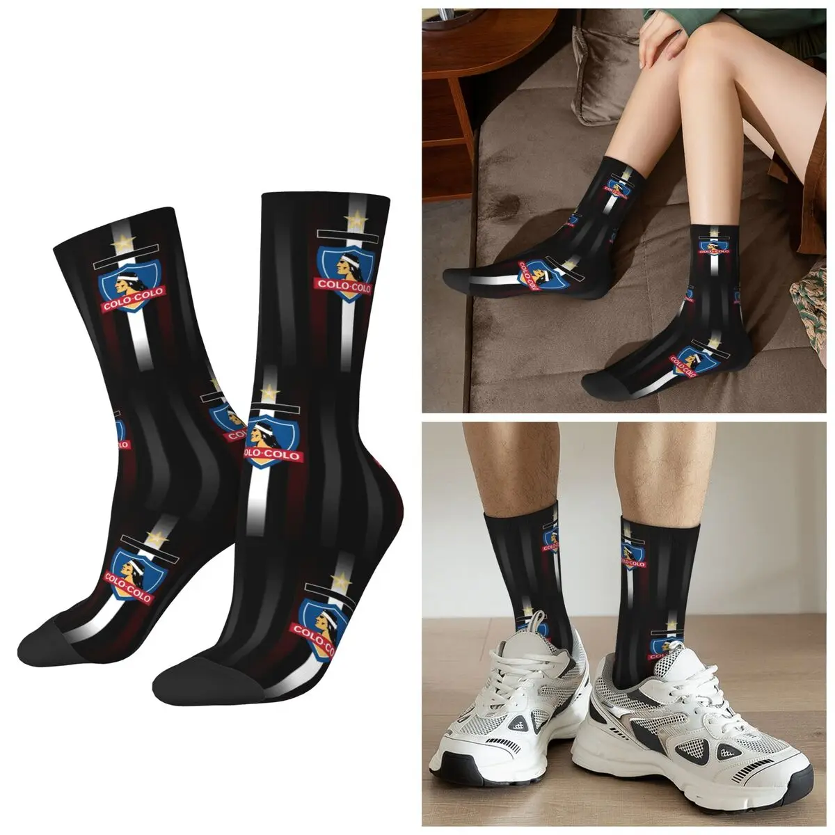 

Всесезонные золотые носки Colo-Colo Campeon DE Chile, носки в стиле Харадзюку, впитывающие пот чулки для мужчин и женщин, рождественские подарки