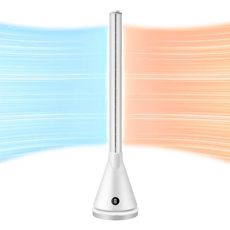 1400W Ptc Fast Heating Silent Digital Display Bladeless Tower Fan Modern Bladeless Heater Fan