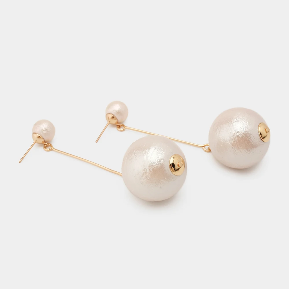 Amorita boutaique Ab Pearl Wool Big Ball Fashion Drop Earring gold Plated Jewelry