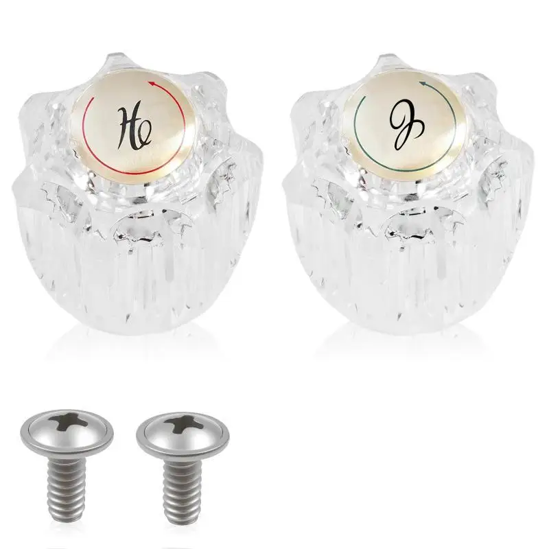2pcs Clear Acrylic Universal Faucet Handle Replacement Kit Professional Knobs for DIY Kitchen Sink Renewal