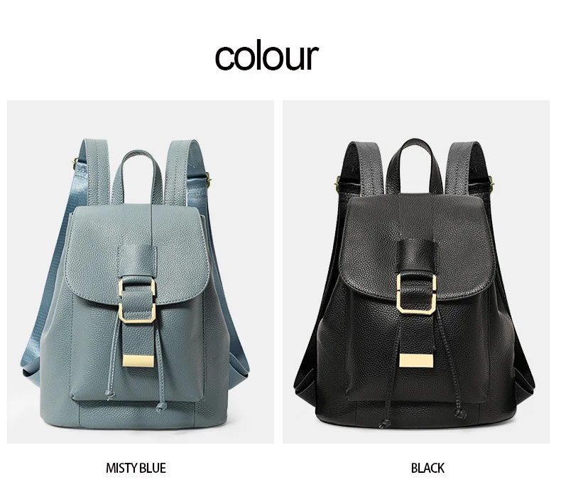 Damen-Rucksack aus genarbtem Leder, Mini-Rucksack mit Kordelzug und goldener Schnalle, lässiger Tagesrucksack für Damen, ideal für Arbeit und den täglichen Gebrauch – Detail 6
