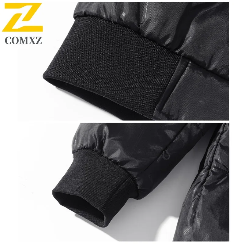 COMXZ Brand Luxury Mens Down Jacket Hooded Outdoor Riding Cold Protection Parka Korean Fashion Warm Windproof Winter Coat