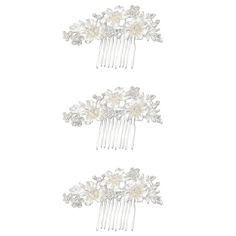 

3X Wedding Bridal Hair Combs Vintage Imitation Crystal Hairpins Prom Jewelry Gold Silver Flower Pattern Hair Pins