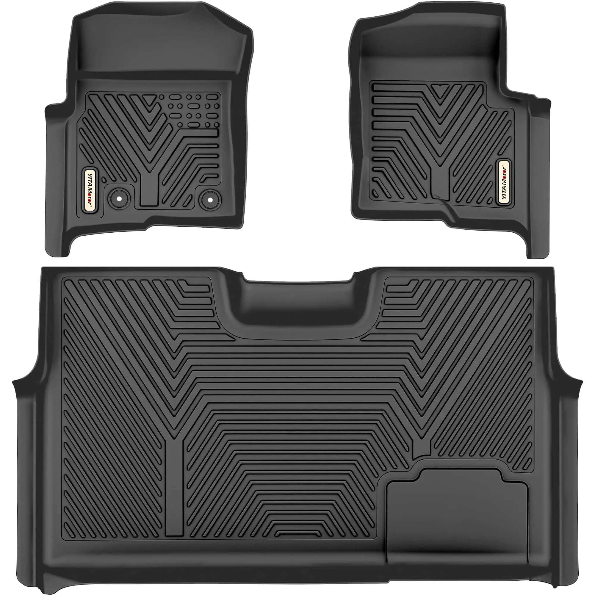 

Floor Mat Liners for 2010 2011 2012 2013 2014 Ford F-150 Super Crew Cab All Weather Black 3pcs 3D TPE Liners