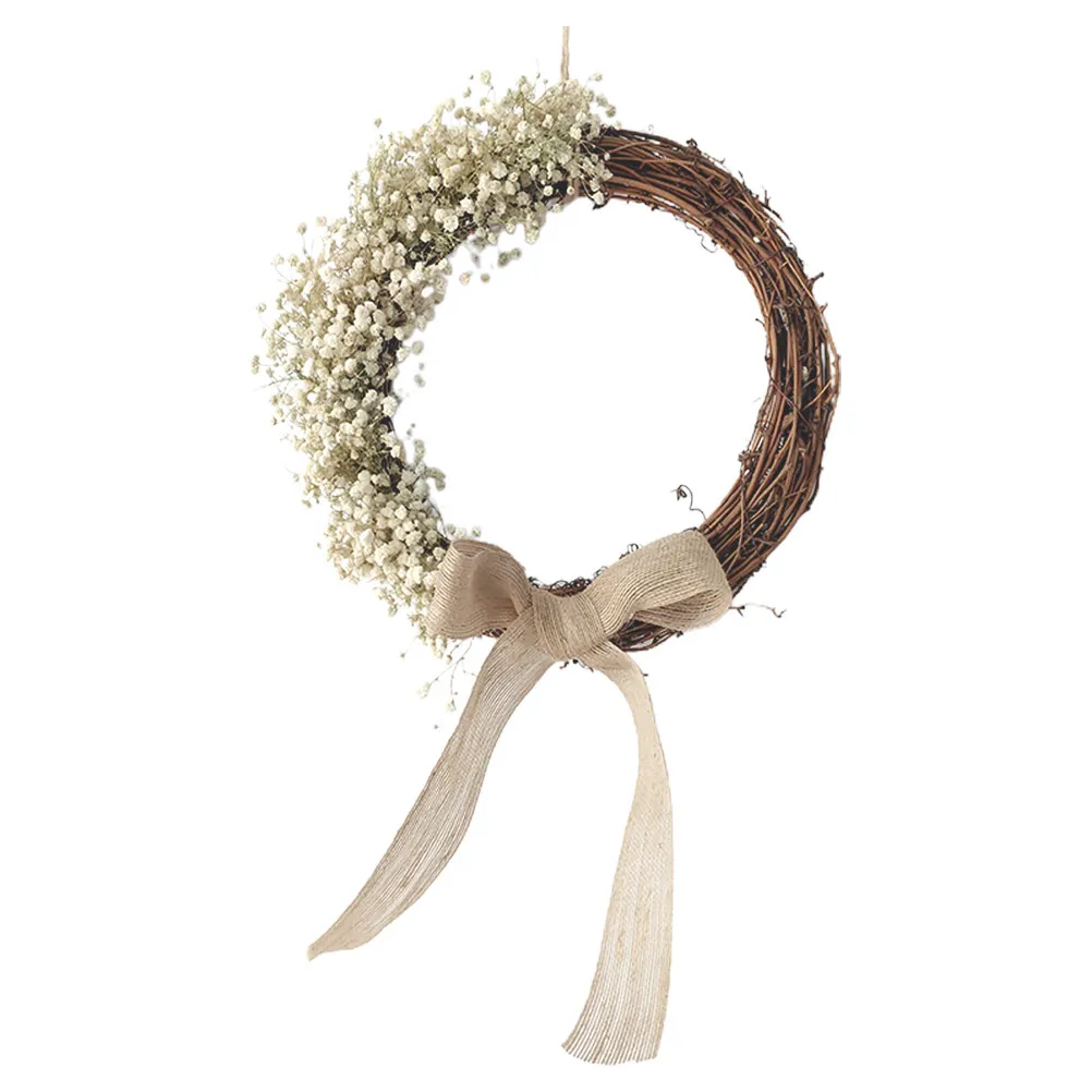 

1Pcs Exquisite Dry Flower Wreath Gypsophila Garland with Lifelike Texture for Home Shop Bar Wedding Party Wall Hanging