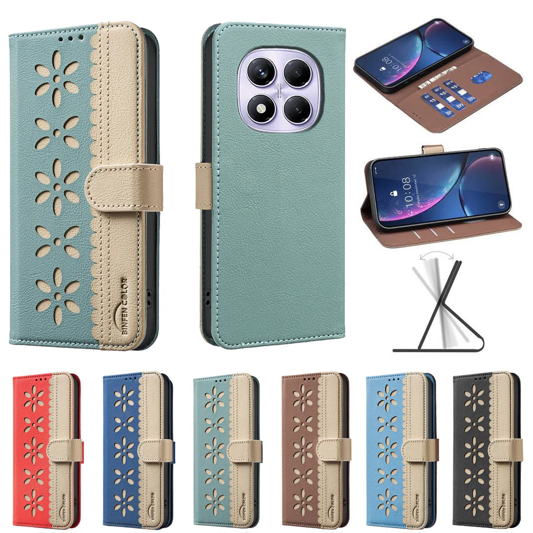 Color collision Flower Leather Case For Samsung Galaxy A55 A35 A25 A15 A05 A54 A34 A14 A04 Wallet Cover 3 Card Slots Phone Coque