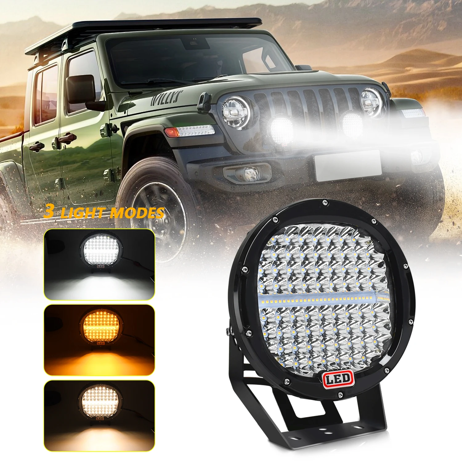 9INCH Work Light bar Truck Spotlight Off Road Vehicle Accessories Daytime Driving 12V 24V 300W Truck Motorcycle Bike