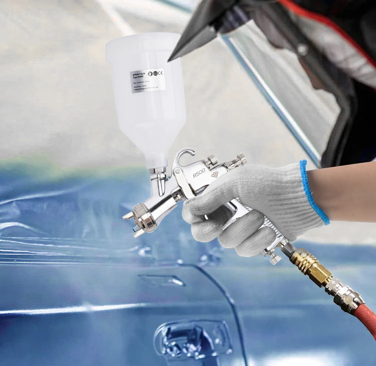 RONGPENG LVLP R500 Spray Gun for Car Painting Spray Gun 1.3/1.4/1.5/1.7/2.0mm Air Gun Airbrush Sprayer with Cleaning Kit for Car