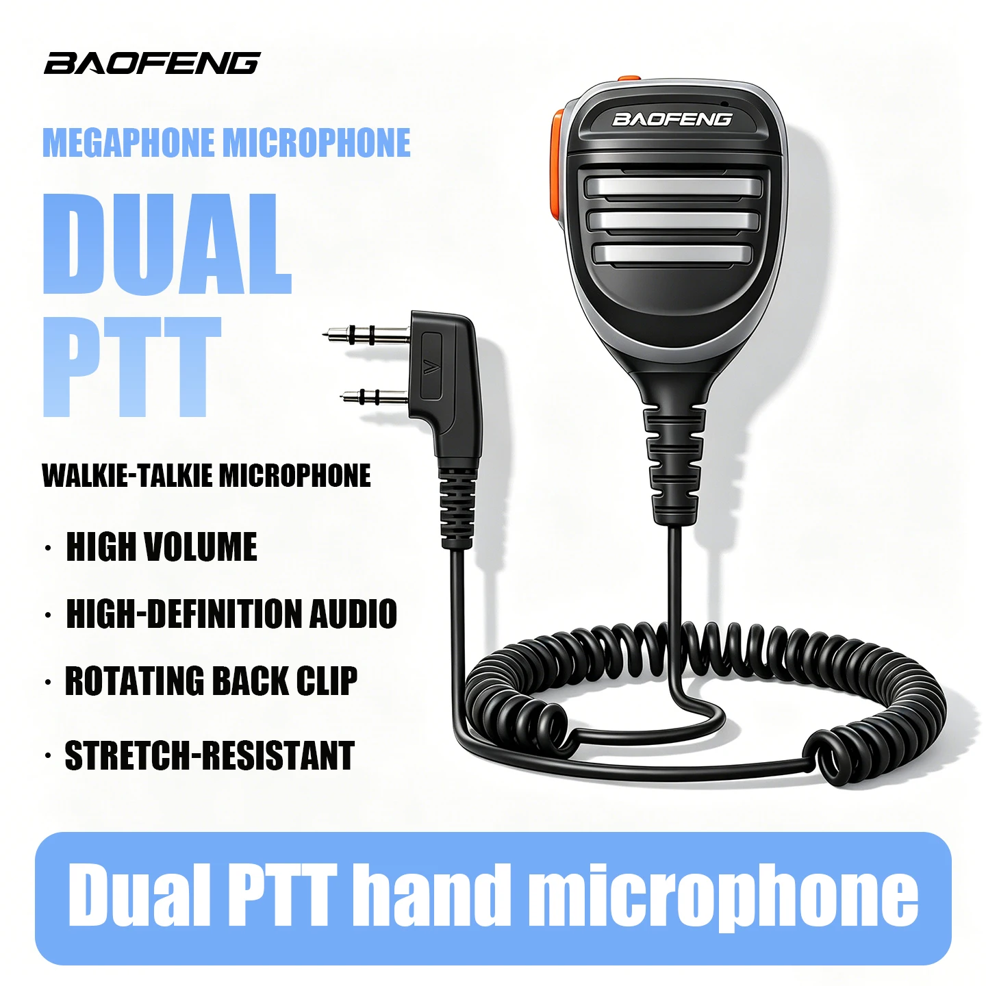 Baofeng Handmikrofon 2026 Walkie-Talkie-Mikrofon Geeignet für Kenwood Baofeng Motorrad-Handfunkgeräte, K-Head Bao