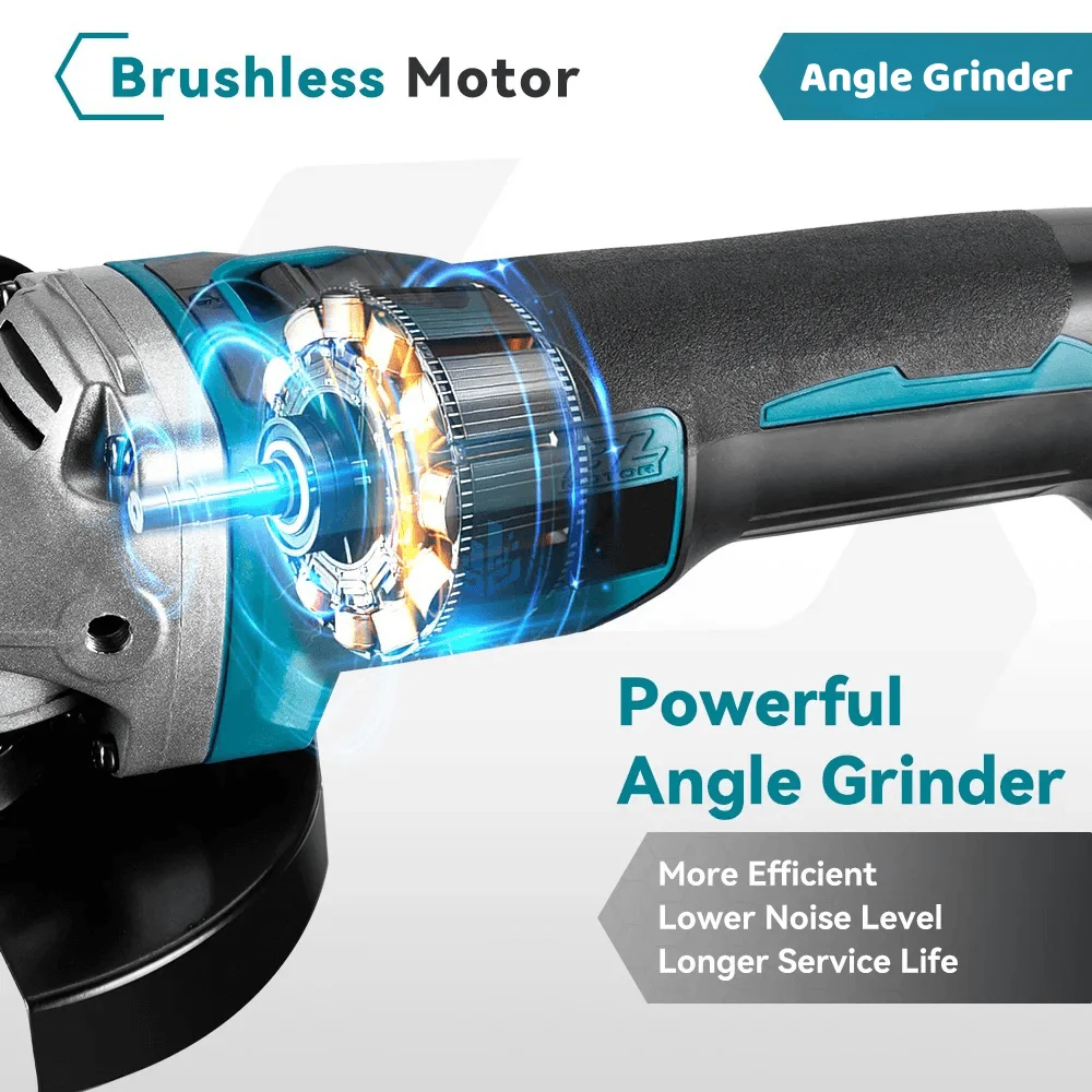 125mm M14 Brushless Electric Angle Grinder Variable Speed for Makita 18v Battery Grinder Cutting Machine Woodworking Power Tool