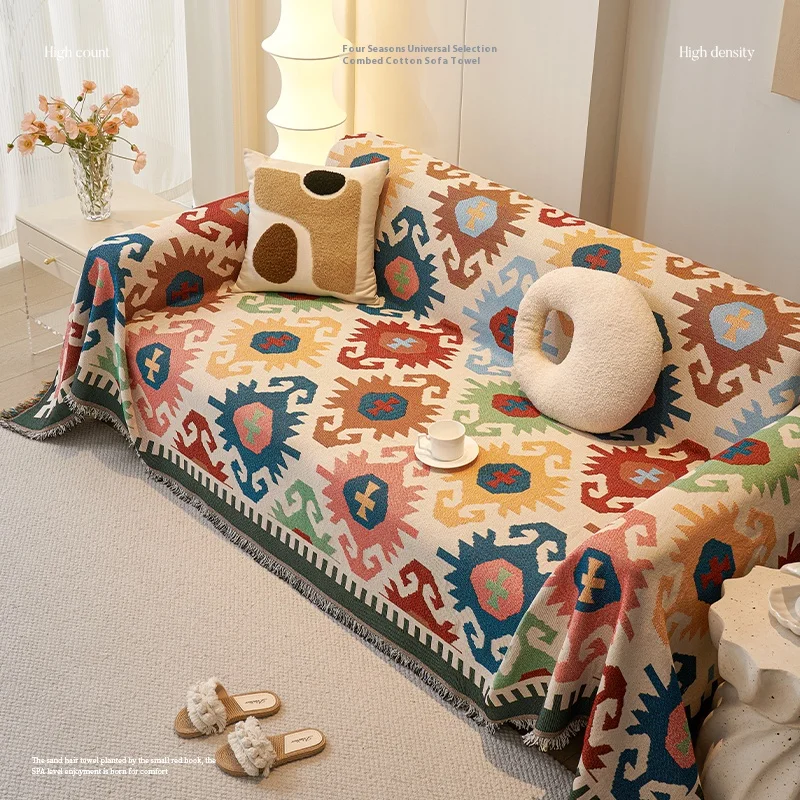 Cat Proof Sofa Cover Reversible Geometric Non-Slip Couch Slipcover Stretchable 3-5 Seater Sofa Protector for Living Room