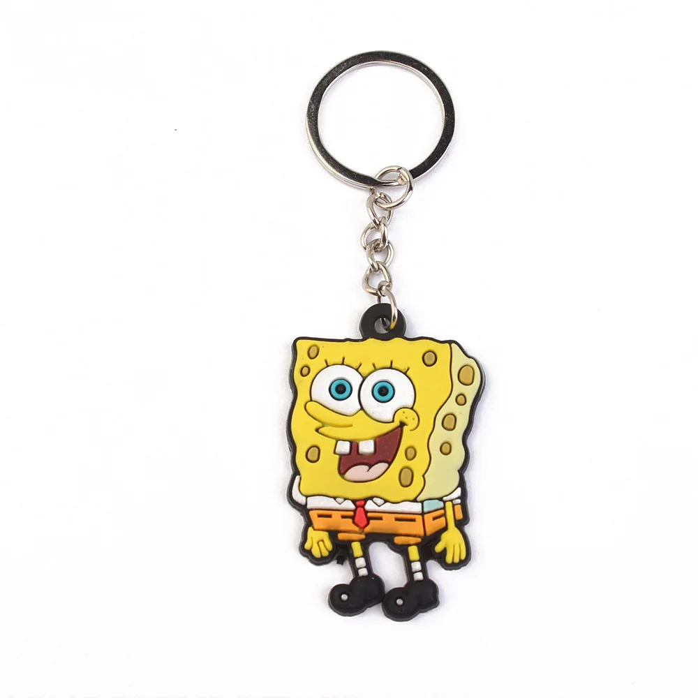 Sponge-Bob Keychains Cartoon Doll PVC Key Rings Kawaii Anime Patrick Stars Men Women Bags Pendant Car Decoration Cute Gift