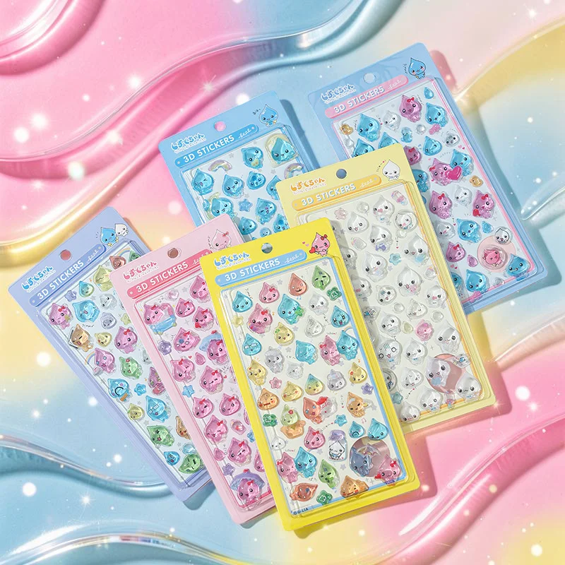 

3D-наклейки Kawaii Puffy: милые глянцевые объемные стикеры в стиле аниме, водонепроницаемые, самоклеящиеся, для чехлов телефонов, блокнотов, скрапбукинга