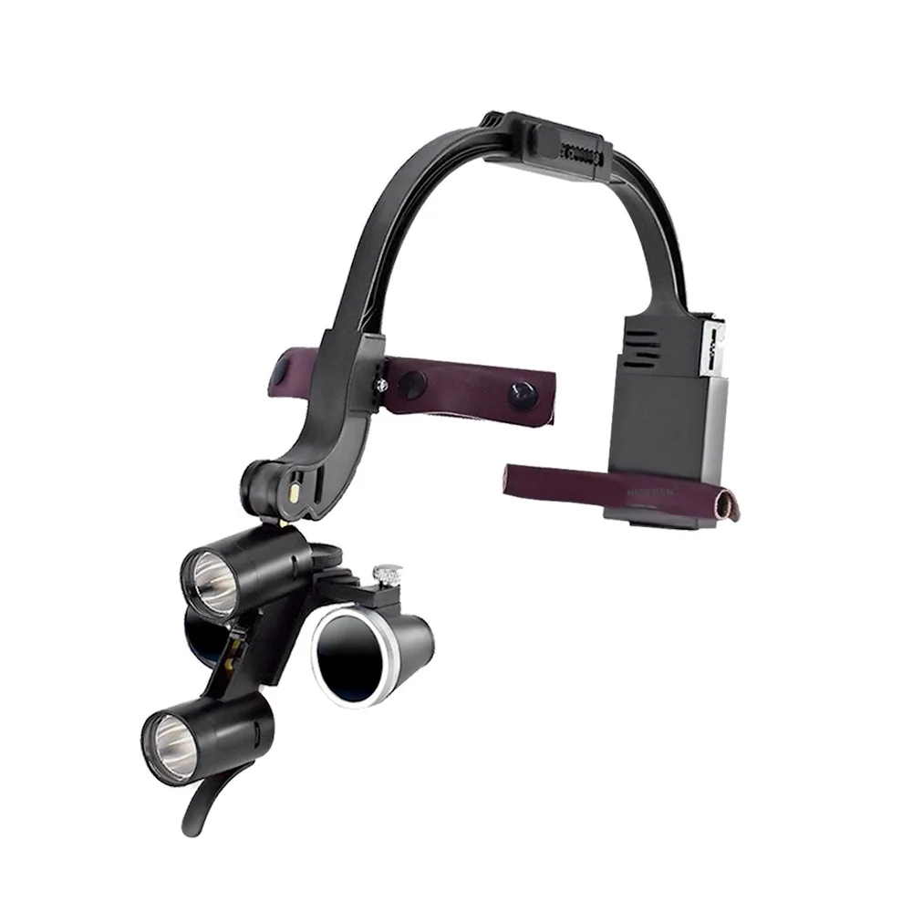 Dental magnifying glass 2.5/3 times binocular with LED headlight, dual battery long life Oral implant magnifying glass