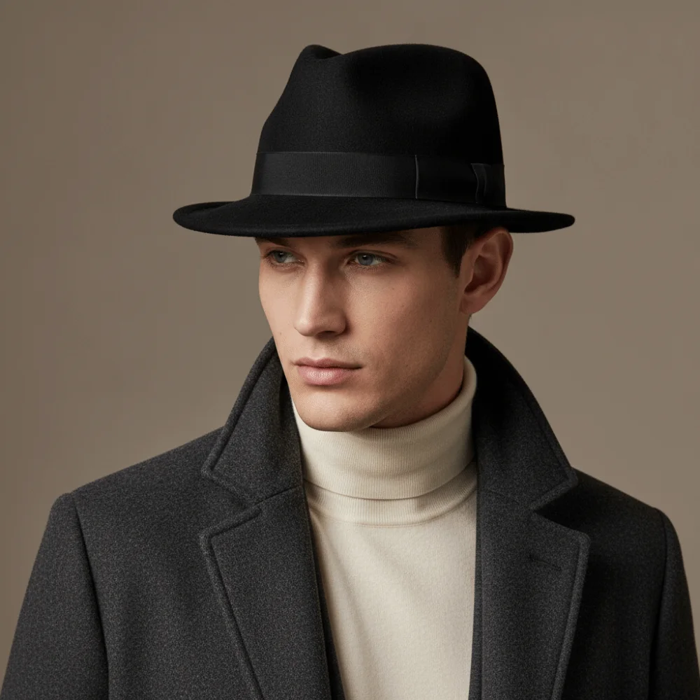 Chapéu Fedora Clássico Jazz, C - Fedora Hat Wool avaliação e preço