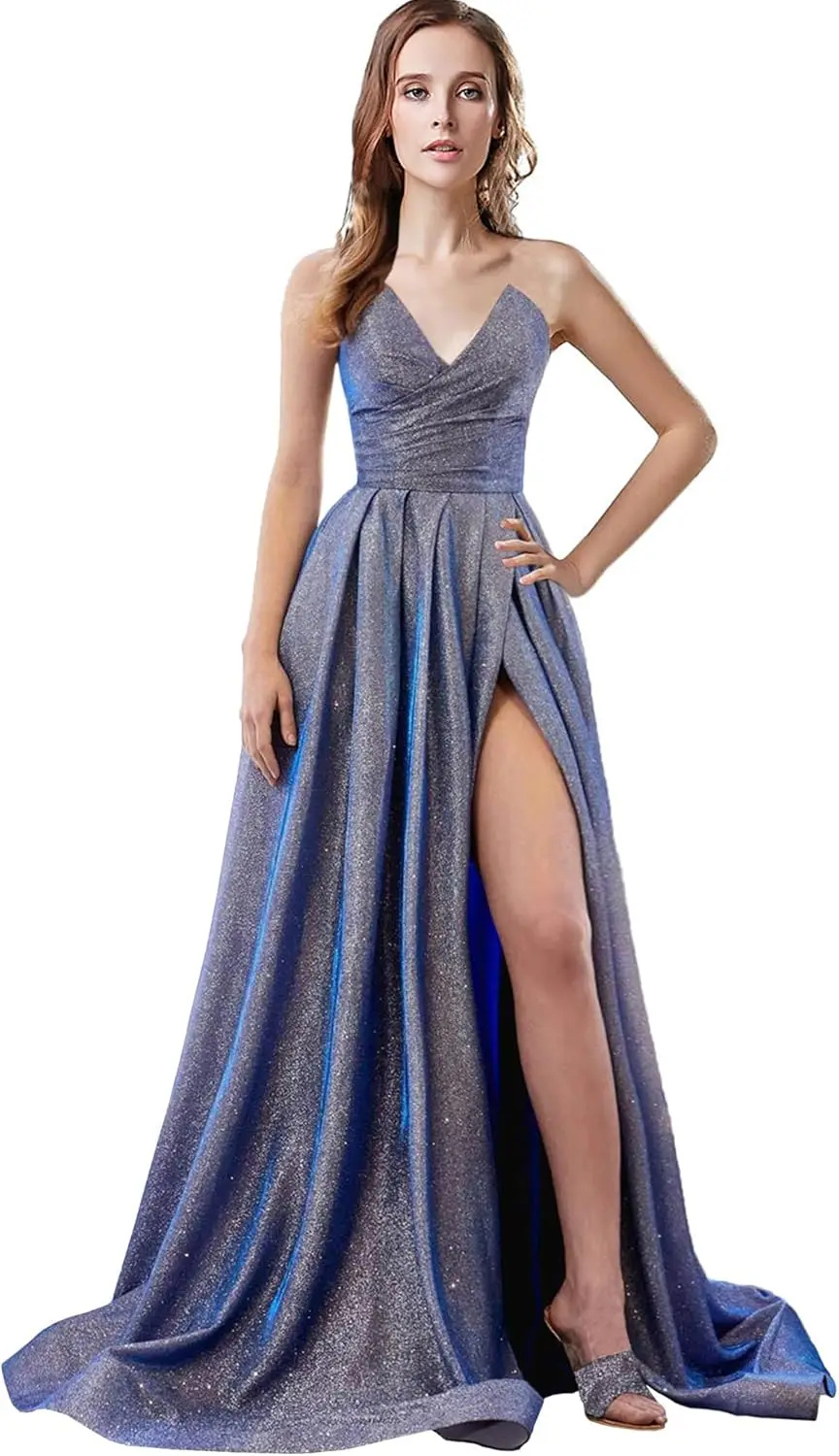 فستان حفلة موسيقية نسائي طويل 2025 مثير على شكل حرف V فستان سهرة على شكل حرف A فساتين حفلات عسكرية فستان سهرة