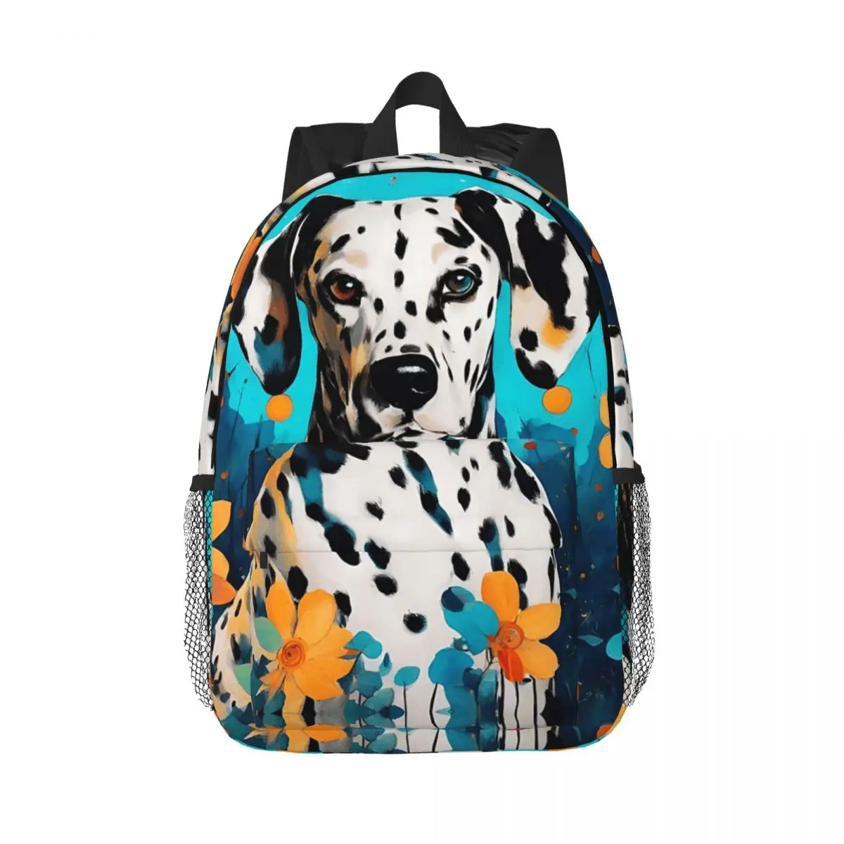 Dalmatian Dog And Flower Background Backpack Daypack Large Capacity Boys Girls BookBag Shoulder Bags for Men Women School Bag